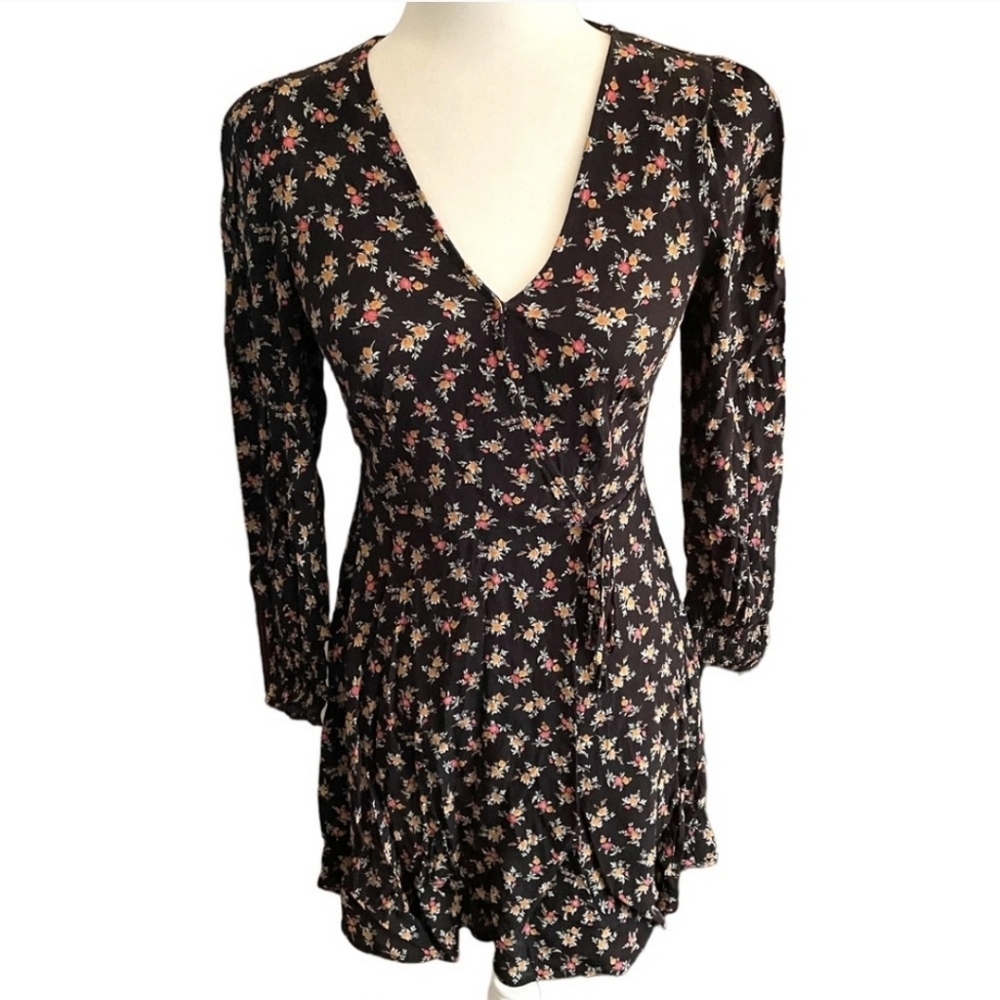 🖤Wild Fable Floral Black 3/4 Sleeves Mini Dress S